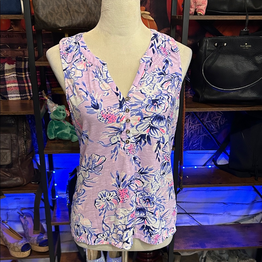 Lilly Pulitzer Pink and Blue Floral Blouse